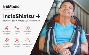 TruMedic InstaShiatsu + Shiatsu Neck & Shoulder Massager with Heat - 3 Massage Speeds, Cordless & Rechargeable - Use at Home & Office (IS-3000PRO)